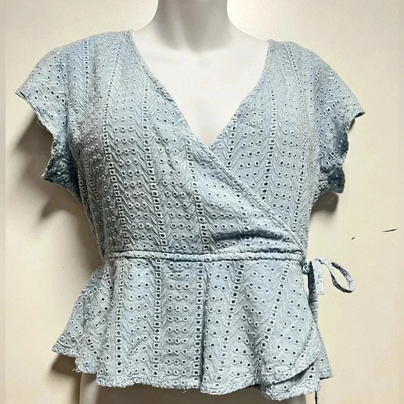 Style Envy Tops - Style Envy Embroidery Butterfly Sleeve Knot Wrap Side